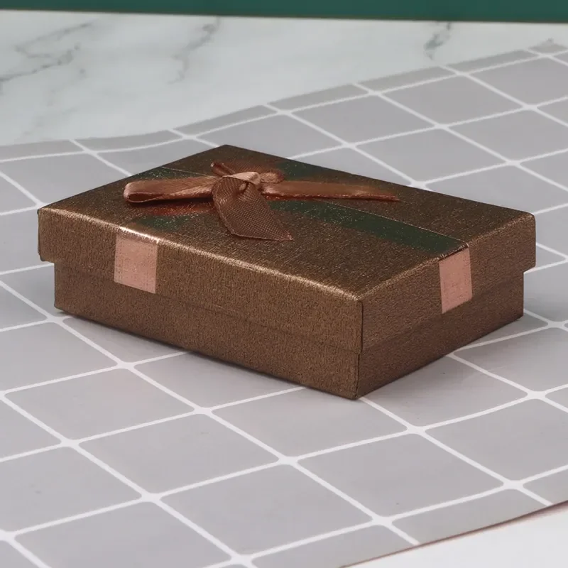 Velvet Metal Necklace Holder and Cardboard Jewelry Gift Box with Butterfly Bow – Sponge Lined Rectangle Packaging for Rings, Bracelets, Earrings and Necklaces – Elegant Jewelry Display and Storage