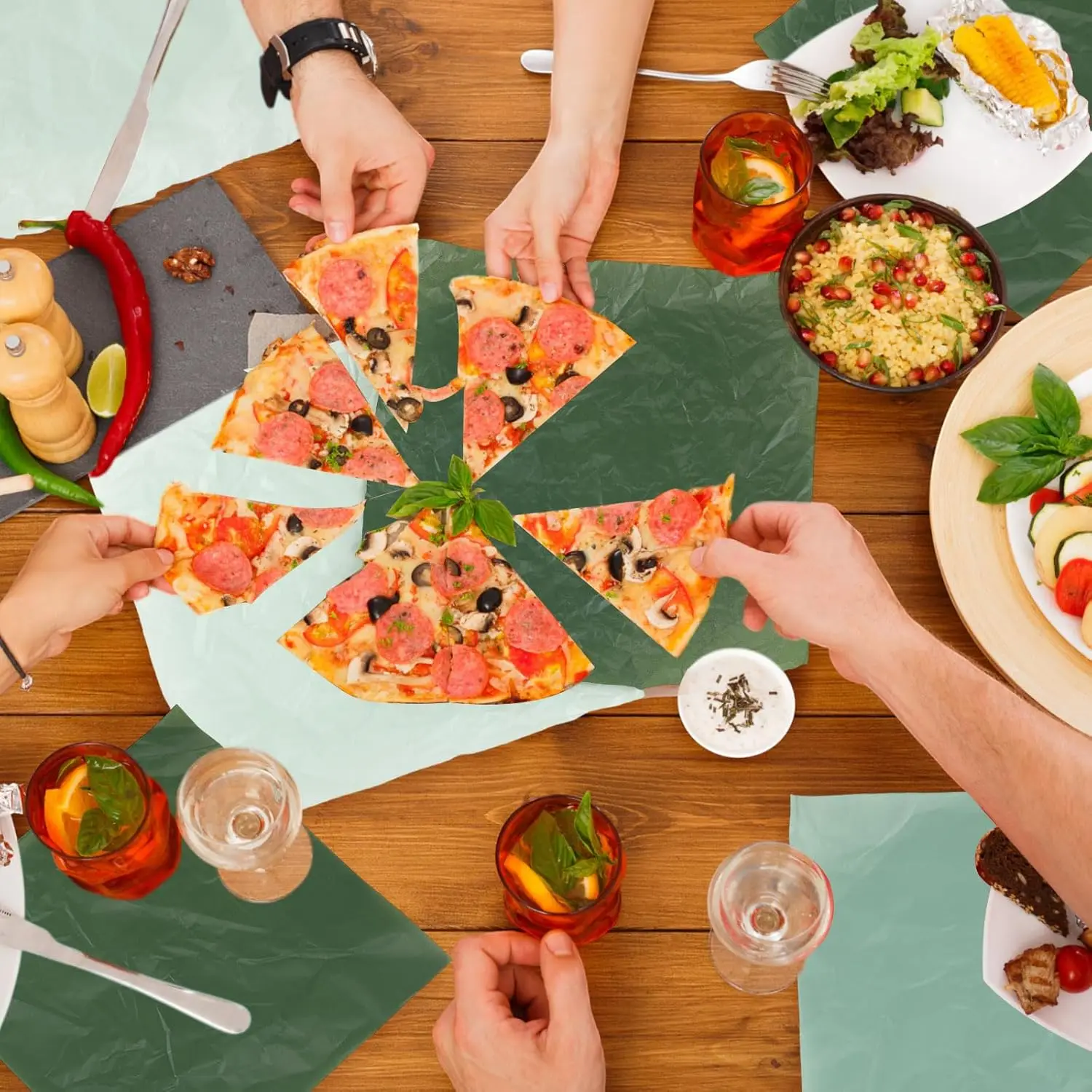 400 Sheets Sage Green Wax Paper – Gradient Green Greaseproof Deli Wrapping Sheets, Oil-Proof Waterproof Food Wrap for Sandwiches, Burgers, Cookies, Bread, Party Baking 11.8x11.8 Inch - 图片 6