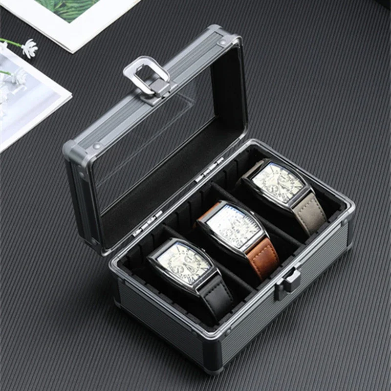 Aluminum Watch Display Case with 1/3/5 Slots, Portable Suitcase Organizer for Men & Women, Multifunctional Clock Storage Box, Watch Stand Holder, Jewelry Storage and Travel Case with Secure Compartments - 图片 6