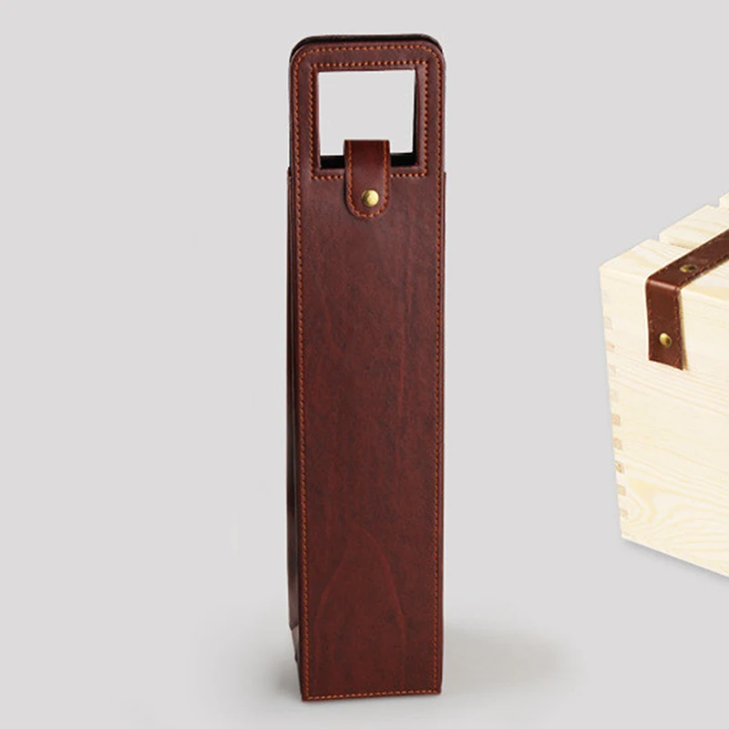 High-Grade PU Leather Wine Gift Box – Elegant Solid Color Single Bottle Carrier Bag for Champagne, Beer, or Red Wine, Classic Portable Tote for Gifting and Party Use, Durable Leather Packaging Case 10