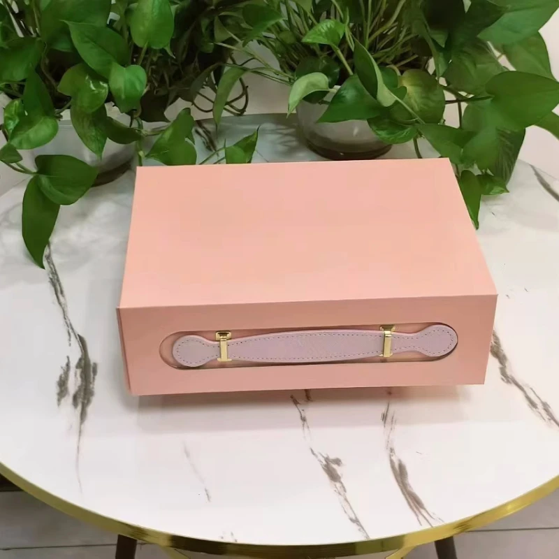 100pcs Solid Color Flip Cover Folding Packaging Gift Boxes with Handle, Manufacturer Customized Handheld Flat Bottom Cardboard Boxes for Gift Wrapping, Retail, and Event Packaging Solutions - 图片 4