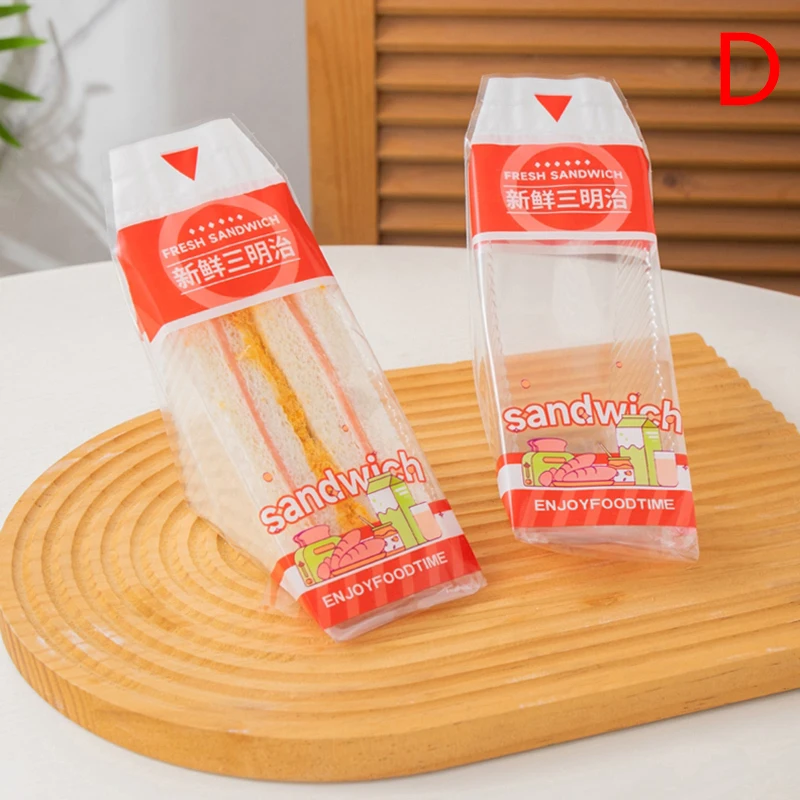 100 Pieces Transparent Anti-Fog Disposable Triangle Sandwich Bags 17.5x23.5cm for Sandwiches, Toast, Burgers, Cake & Bread Packaging, Easy Tear, Food-Safe, Lightweight & Practical for Home & Commercial Use - 图片 14