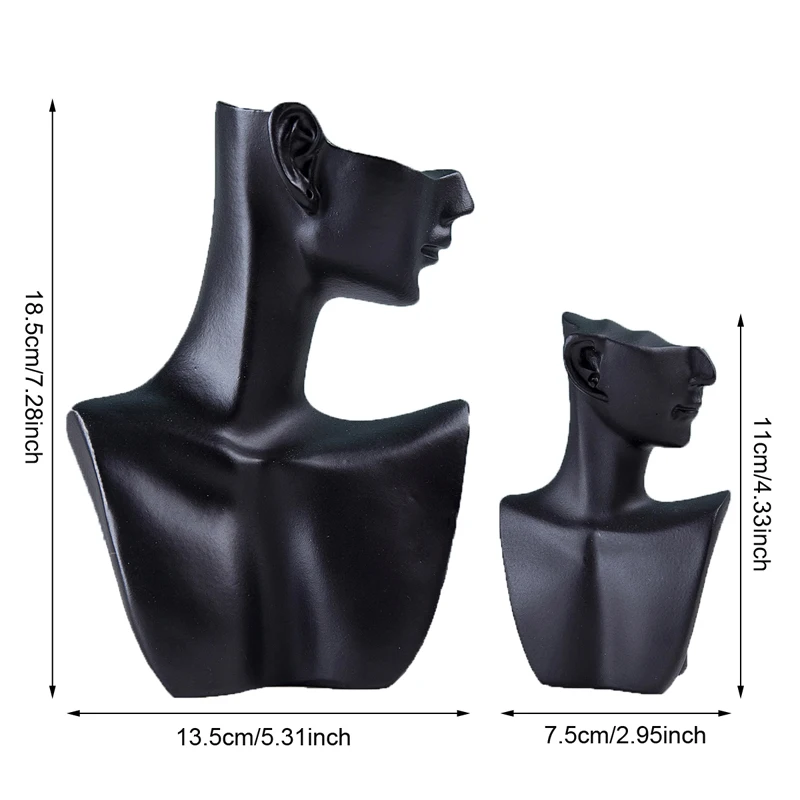 Resin Side Face Mannequin Jewelry Display Head Stand – Elegant Bust Holder for Necklace, Earrings, Bracelets & Accessories, 3D Portrait Jewelry Storage Rack for Countertop Showcase & Store Display