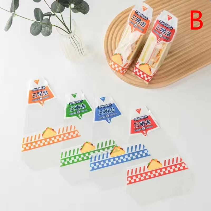 100 Pieces Transparent Anti-Fog Disposable Triangle Sandwich Bags 17.5x23.5cm for Sandwiches, Toast, Burgers, Cake & Bread Packaging, Easy Tear, Food-Safe, Lightweight & Practical for Home & Commercial Use - 图片 16