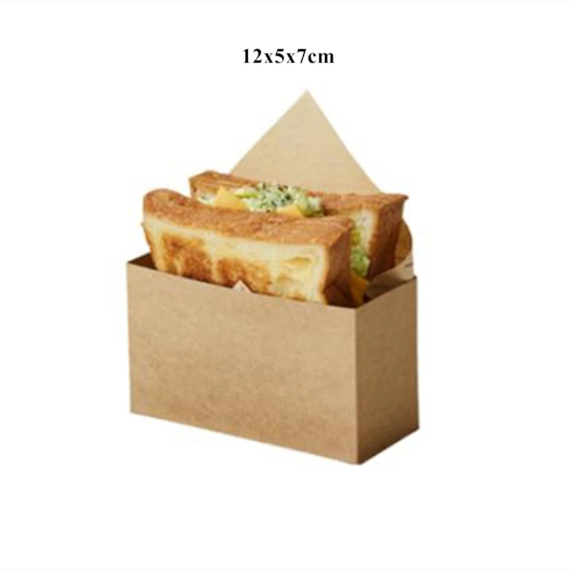 10 Sets Cardboard Sandwich & Burger Packaging Boxes, Toast and Bread Paper Trays, Disposable Food Containers for Cakes, Bakery Items, Takeout, Wedding Party, Catering, Gift, Snacks - 图片 10