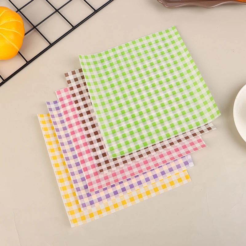50 Sheets Greaseproof Wax Paper – Multi-Color Oil-Proof Food Wrapping Sheets for Sandwich, Burger, Fries, Bread, Macarons, Pizza, Desserts – Baking & Kitchen Packaging Supplies 50pcs 12