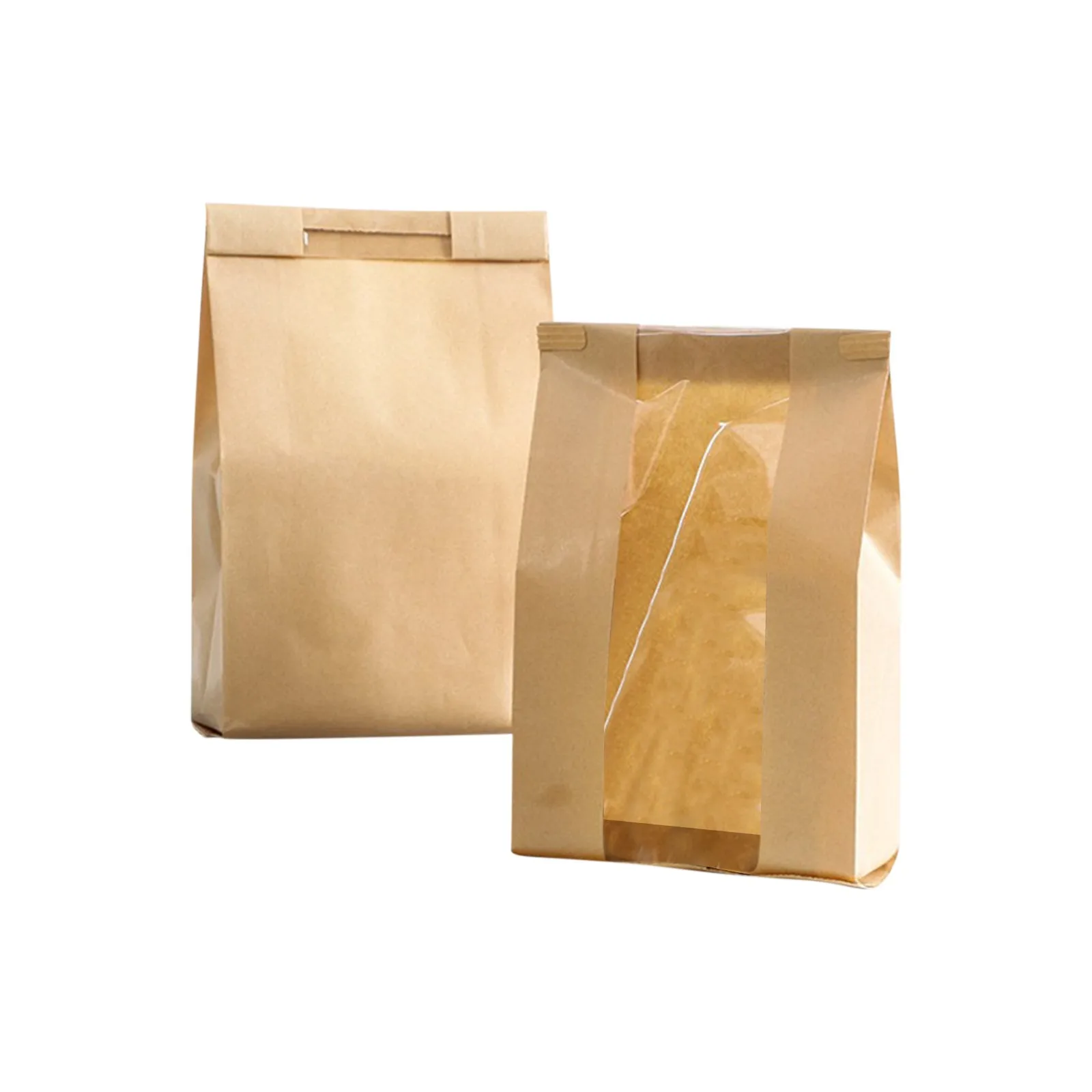 50 Pieces Large Kraft Paper Bread Bags with Transparent Window for Baked Goods, Portable and Foldable Food Storage Bags, Ideal for Homemade Bread, Bagels, Croissants, Snacks, Party, Picnic, S/M/L 1