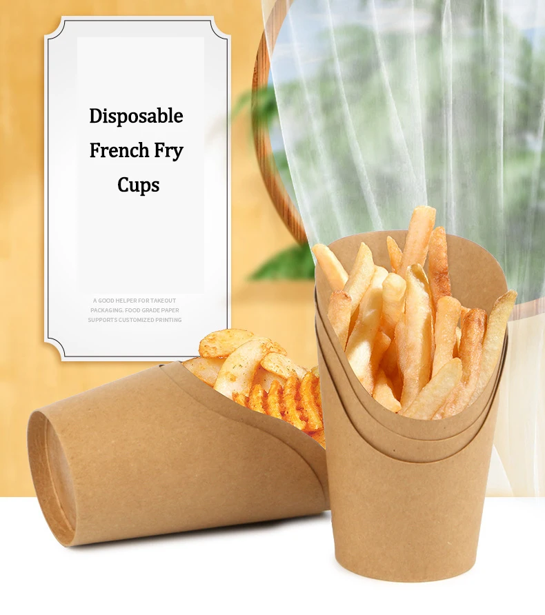 100PCS Kraft Paper French Fry Cups, Disposable Snack Containers, Charcuterie and Dessert Holders, Oil-Resistant Baking Cups for Takeout, Parties, Weddings, and Catering 14