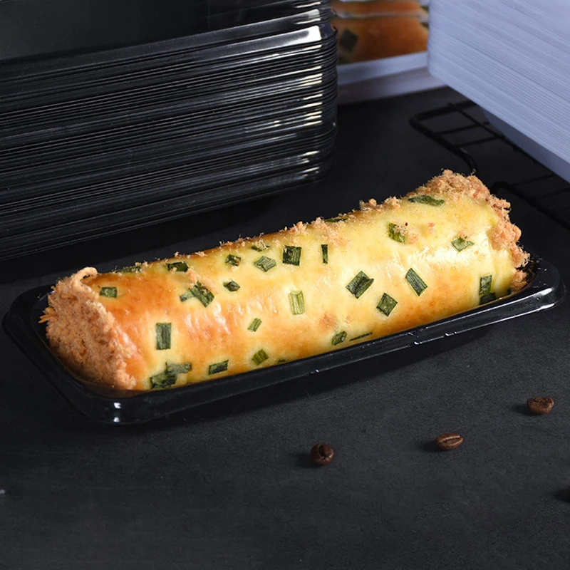 50pcs Plastic Roll Cake Boxes with Clear Lid, Disposable Dessert Containers for Hot Dogs, Sandwiches, Mousse, Bread, Candy, Chocolate – Party, Wedding, and Holiday Storage Holders - 图片 5