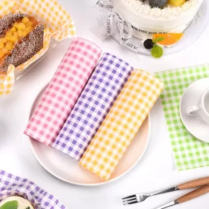 50 Sheets Greaseproof Wax Paper – Multi-Color Oil-Proof Food Wrapping Sheets for Sandwich, Burger, Fries, Bread, Macarons, Pizza, Desserts – Baking & Kitchen Packaging Supplies 50pcs