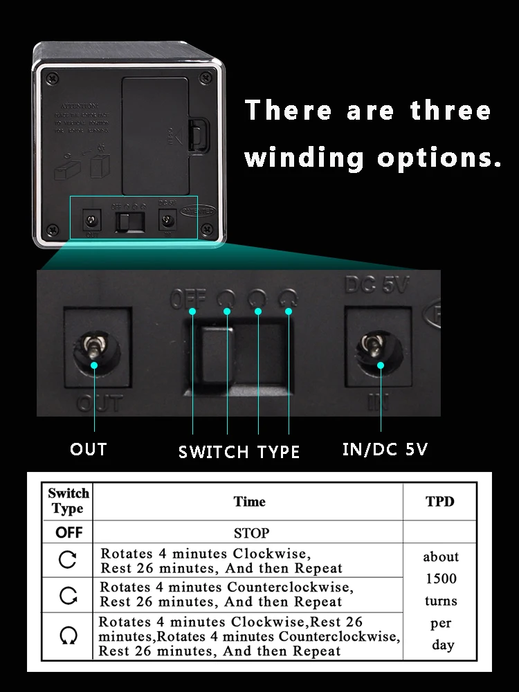 Luxury Automatic Watch Winder Box for Mechanical Watches with USB and Battery Option, Metal and Leather Construction, Adjustable Rotation Modes, Silent Operation, LED Display, Ideal Watch Storage Organizer - 图片 5