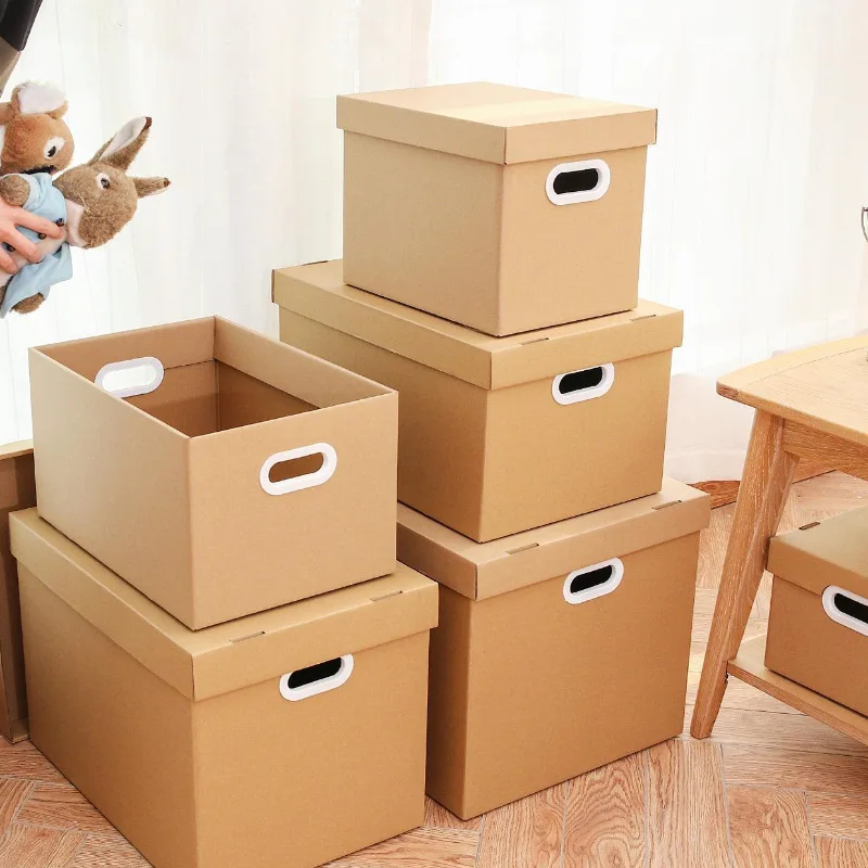 Mobile Storage Boxes for Office and Home – Corrugated Cardboard Organizers for Files, Books, Clothes, Shoes – Durable Stackable Storage Cartons, Foldable Containers for Office, Home, Classroom