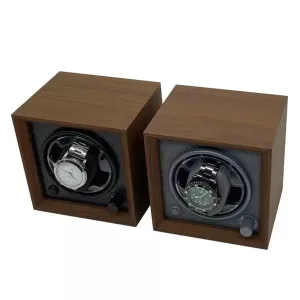 Luxury Wooden Automatic Watch Winder Box for 2 Watches with Silent Motor, Multiple Rotation Modes, LED Light, USB & DC Power Supply, Secure Packaging and Jewelry Display Storage Case