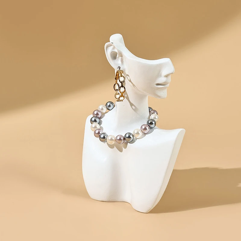 Resin Side Face Mannequin Jewelry Display Head Stand – Elegant Bust Holder for Necklace, Earrings, Bracelets & Accessories, 3D Portrait Jewelry Storage Rack for Countertop Showcase & Store Display