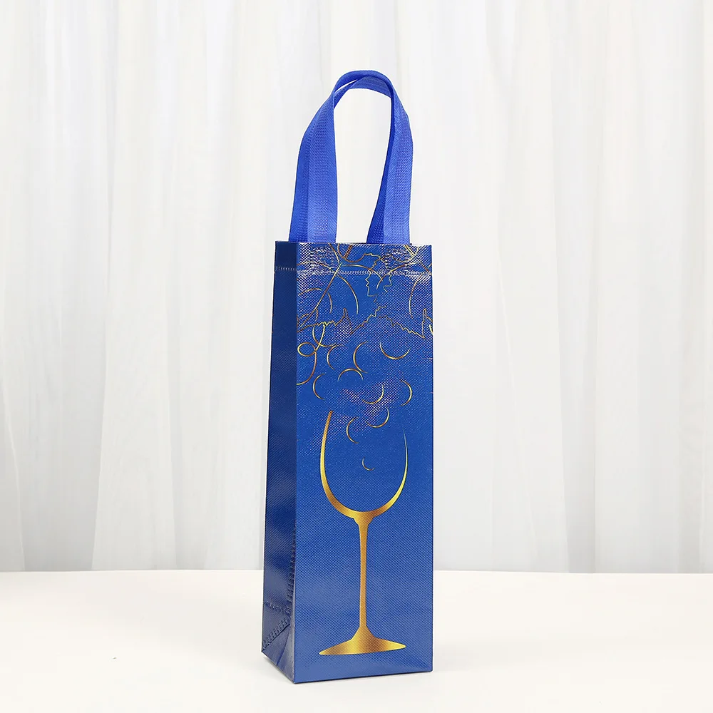 Luxury Non-Woven Wine Bottle Gift Bags – Reusable Tote with Golden Wine Glass Design, Waterproof Eco-Friendly Wrapping for Champagne, Wine, and Gourmet Treats – Perfect for Weddings, Parties, and Holidays 1