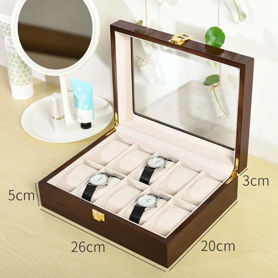 Wooden Watch Storage Box with 1/2/3/5/6/10/12 Slots, Piano-Bake-Paint Finish, Jewelry Organizer for Men & Women, Travel and Home Display Case for Watches, Bracelets, Small Gifts, Elegant MDF Construction - 图片 17