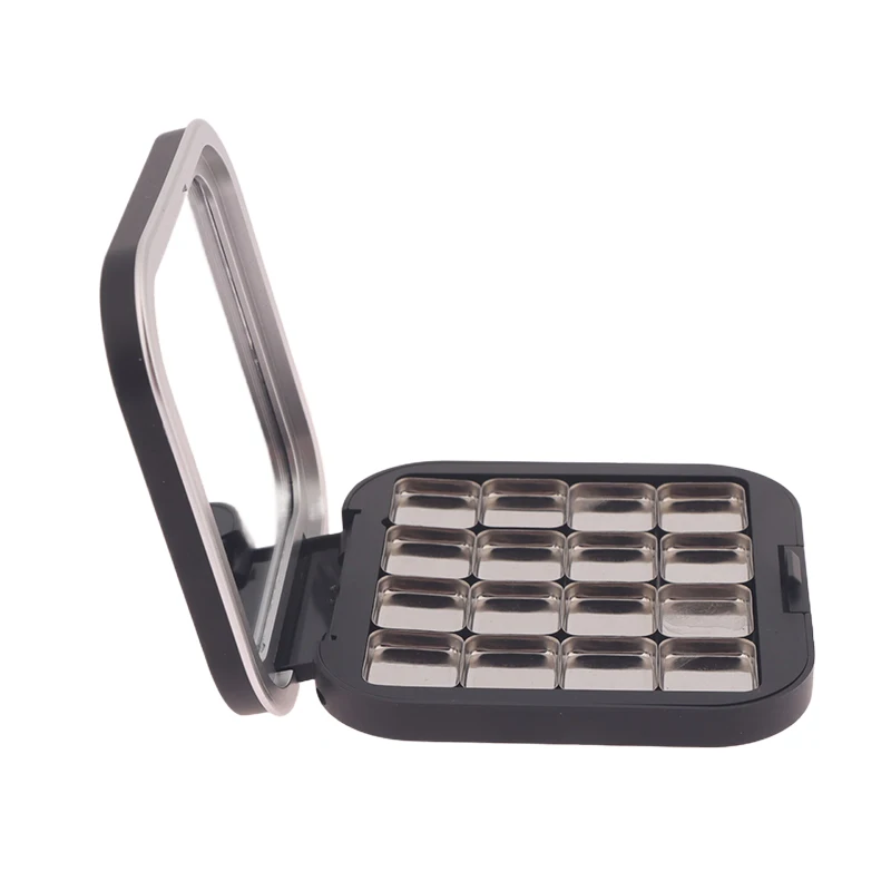 Matte Black Empty Magnetic Eyeshadow Palette, Refillable Makeup Case with Mirror and 16 Pans, Portable DIY Eye Shadow Organizer Storage Box for Pressed Powder, Blush, Lip Gloss, Beginners - 图片 3