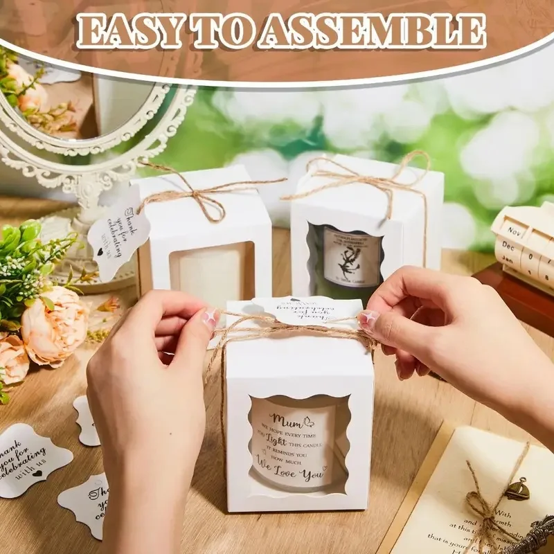 10/20pcs Candle Gift Boxes with Transparent Window, Paper Packaging with Label and Twine, Ideal for Weddings, Birthdays, Party Favors, or Jewelry Display, Durable Kraft Paper Boxes, Factory Direct Supply 1