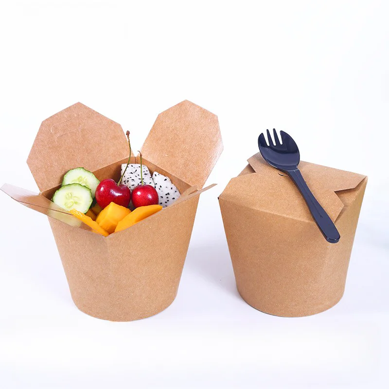 500pcs Disposable Kraft Paper Noodle Takeaway Boxes with Round Bottom, Eco-Friendly Fas... - SKU DPNB1623 - UGI Packaging