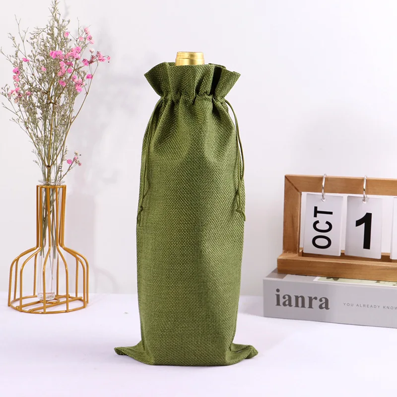 10PCS Burlap Wine Gift Bags Set – Rustic Red Wine Bottle Covers for Champagne or Liquor, Drawstring Pouches for Wedding, Holiday, Party, and Corporate Events, Eco-Friendly Reusable Packaging - 图片 16