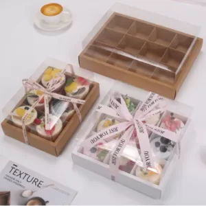 6/9/12 Grid Kraft Paper Cupcake Boxes with Clear Window, Muffin and Pastry Packaging Cartons for Chocolate Cookies Snacks, Party Birthday Wedding Gift Presentation Carrier