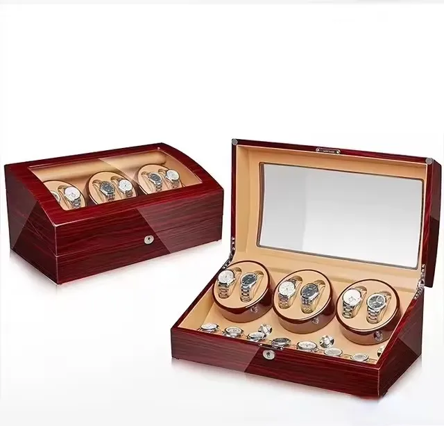 Luxury Automatic Watch Winder Storage Box with LED Light and Lock, 13-Slot Organizer Featuring 6 Rotating Winders and 7 Compartments, Quiet Motor Display Case for Men & Women Mechanical and Automatic Watches - 图片 9