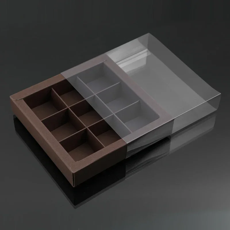 10PCS Chocolate Macarons and Mooncake Boxes with 4/9 Grid Inserts, PVC Transparent Window Gift Packaging, Ideal for Weddings, Christmas, Birthdays, Party Favors, Desserts, and Holiday Celebrations - 图片 11