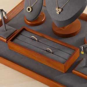 Ring Display Tray Wooden Ring Storage Stand with Microfiber Organizer | Jewelry Display Packaging Tray for Rings | Elegant Wooden Jewelry Holder Organizer for Retail Counter Showcase