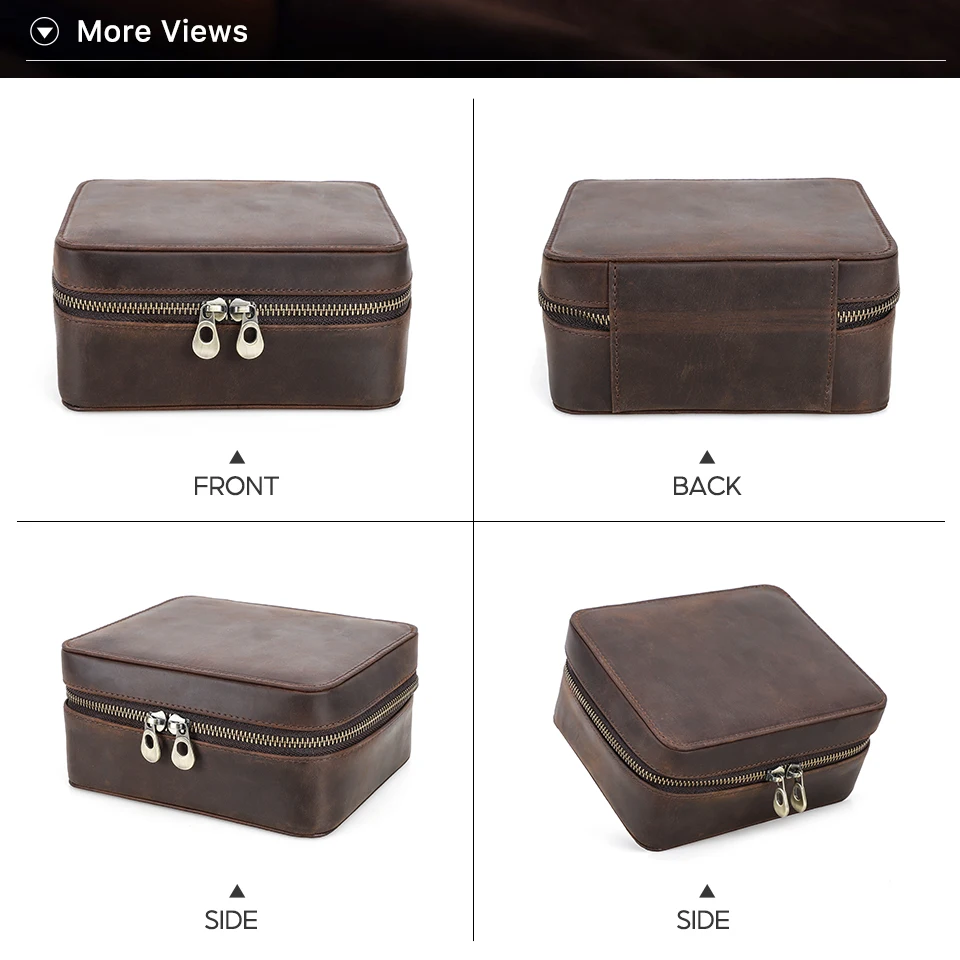 Travel Watch Organizer | Premium Retro Genuine Leather Travel Organizer for Watches, Sunglasses and Jewelry with Soft Velvet Lining, Multi-slot Storage Box, Elegant Gift Case for Men and Women, Portable and Durable Luxury Design 4