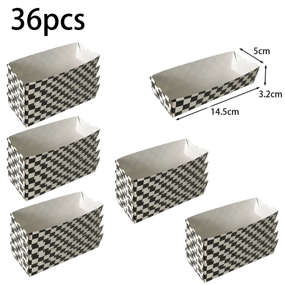 Checkered Paper Food Trays Black and White Disposable Popcorn Hot Dog French Fries Nacho Chip Snack Basket Boats Classic Racing Theme Serving Plates for Birthday Party Supplies Catering Events - 图片 6