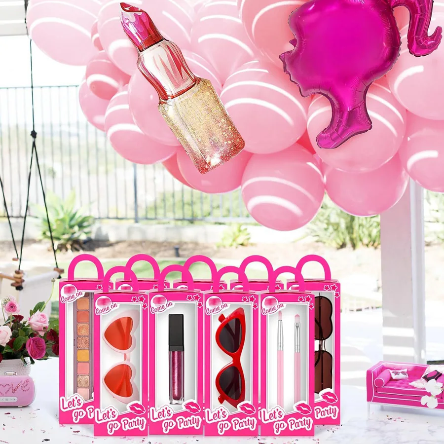 12PCS Hot Pink Doll Party Favor Boxes with Handles, Cute Gift Boxes for Candy, Cookies, Treats, Birthday Decorations, Bachelorette Party Supplies, Goodie Bags, Doll-Themed Props for Kids Girls Party