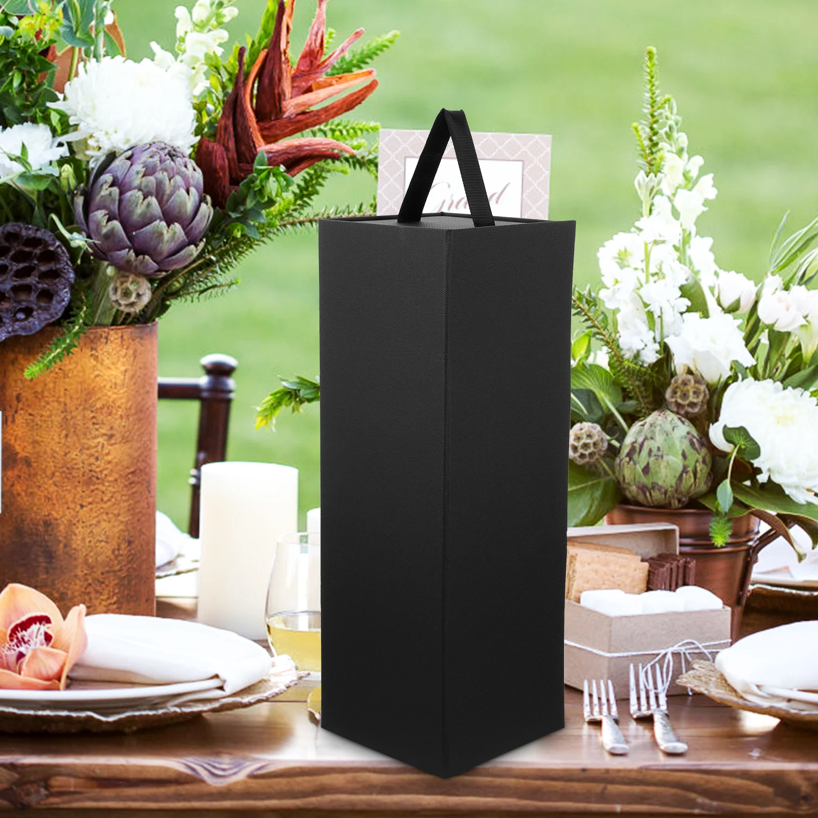 Single Wine Box Black Bottle Case – Durable Reusable Holder for 750ml Wine, Travel & Storage Container, Premium Paper Packaging Box for Kitchen, Bar, Gifts & Home Display