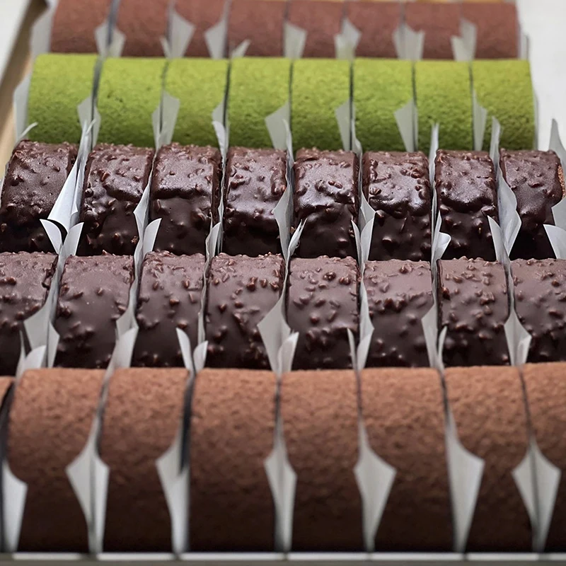 100 Sheets Non-Stick Cake Roll Side Liners, Oil-Proof Baking Parchment Strips for Cake, Bread, Cookies, Cheesecake, Pizza, Meat and Candy Wrapping, Durable Silicone-Coated Paper for Kitchen and Bakery Use 8