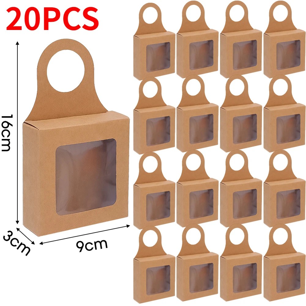 20/10PCS Kraft Paper Hanging Wine Bottle Gift Box – Foldable Candy Packaging Box with Hook, Minimalist Recyclable Paper Box for Wedding, Party, and Holiday Decoration - 图片 8