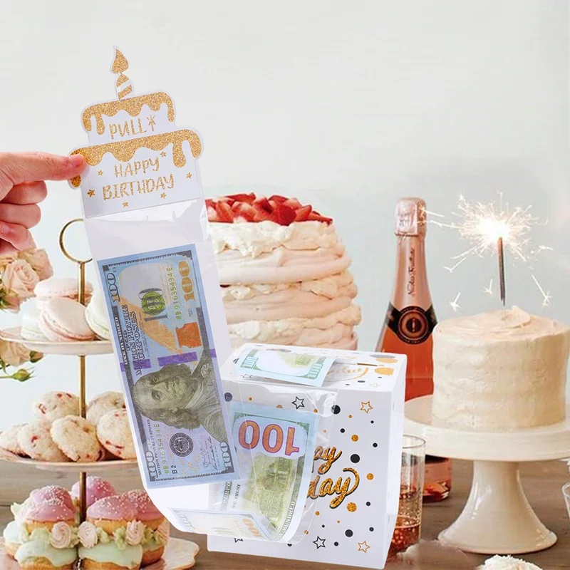 Birthday Money Gift Boxes with Pull-Out Happy Birthday Card, Fun Cash Surprise Packaging for Kids and Adults, Creative Party Favor Box for Birthday Celebrations, Durable and Reusable Paper Boxes 33
