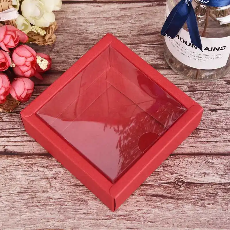 10Pcs Transparent Kraft Paper Gift Boxes with Clear Window, Multi-Size DIY Packaging for Handmade Soap, Jewelry, Candy Wrapping, Cookies, Cake, Bread, Party Decorations and Wedding Favor Display 6