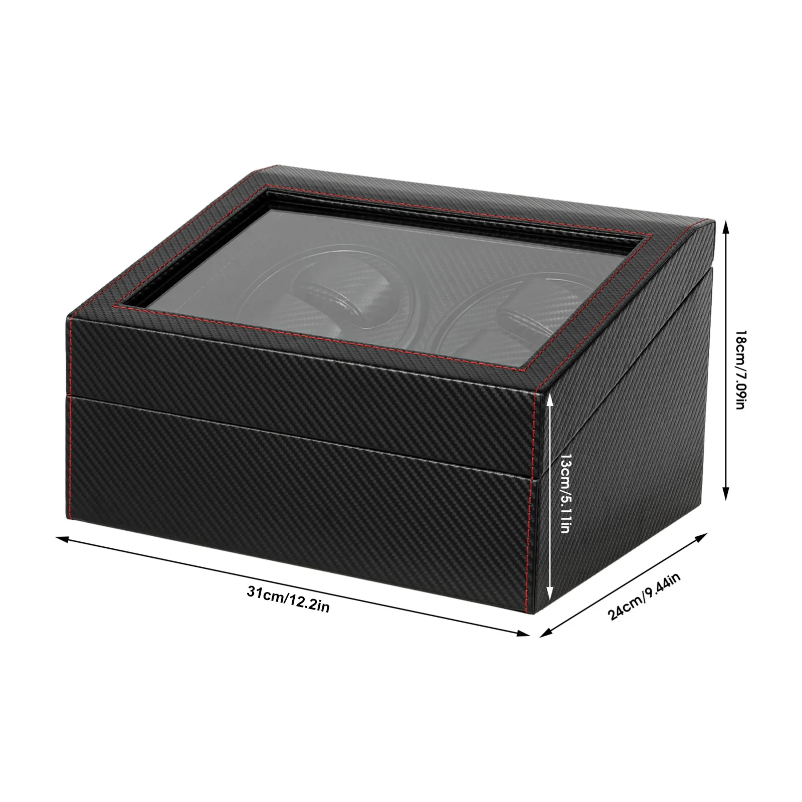 Automatic Watch Winder Box for 10 Watches, Ultra-Quiet 10dB Operation, Non-Magnetic Protection, 4 Rotating + 6 Storage Compartments, Premium MDF PU Glass Copper Construction, Elegant Modern Rectangle Display Case with Bidirectional Rotation - 图片 4