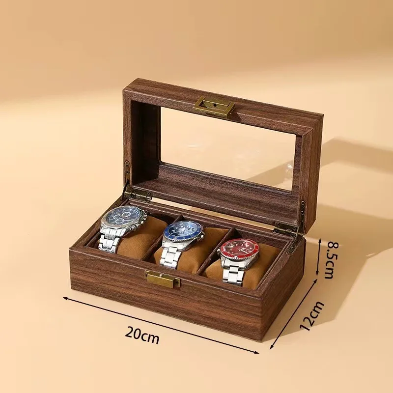 Retro-Inspired PU Leather Watch Storage Box with Imitation Wood Grain, Creative Gift Case for Watches, Sunglasses, and Jewelry, Soft Velvet Interior, Elegant Organizer for Men and Women 1