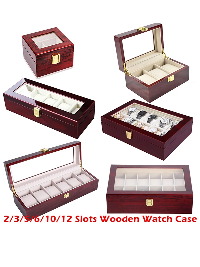 Premium Wooden Watch Storage Box with 1/2/3/5/6/10/12 Grid Compartments, Luxury Multi-Slot Watch Organizer and Jewelry Display Case for Men and Women, Portable Solid Wood Holder with Elegant Design for Collection and Travel 2