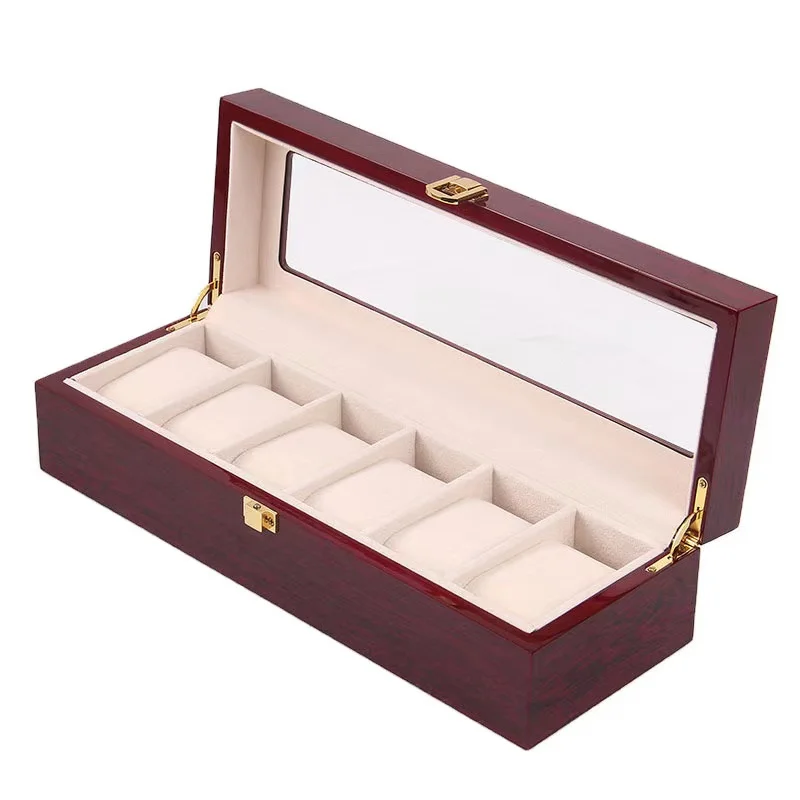 Premium Wooden Watch Storage Box with 1/2/3/5/6/10/12 Grid Compartments, Luxury Multi-Slot Watch Organizer and Jewelry Display Case for Men and Women, Portable Solid Wood Holder with Elegant Design for Collection and Travel 4