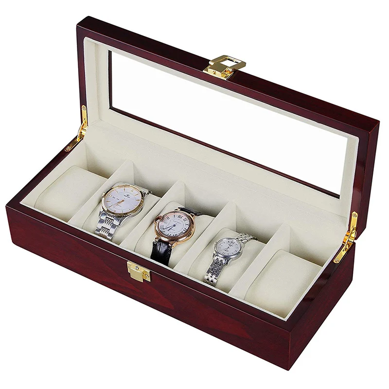 Premium Wooden Watch Storage Box with 1/2/3/5/6/10/12 Grid Compartments, Luxury Multi-Slot Watch Organizer and Jewelry Display Case for Men and Women, Portable Solid Wood Holder with Elegant Design for Collection and Travel 8