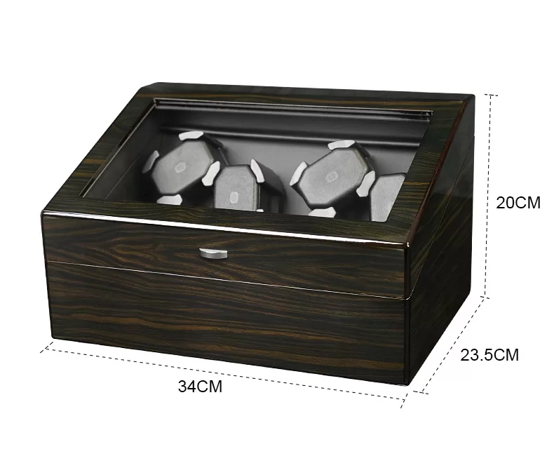 Automatic Wooden Style Watch Winder Box 3+3 / 6+6 Slots with Blue LED Lighting, Quiet Mabuchi Motor, Lid Sensor Stop Function, MDF + PU Leather Organizer Case for Mechanical Watches, Gift Display Storage 6