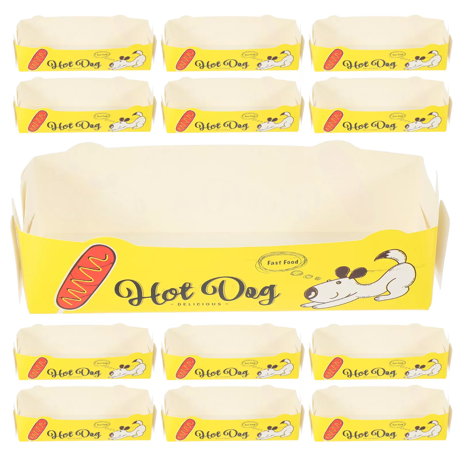 50 Pack Foldable Disposable Paper Food Trays Coated Snack Boxes for Hot Dogs Fries Chicken Nachos Popcorn Festival Picnic Catering Use 3