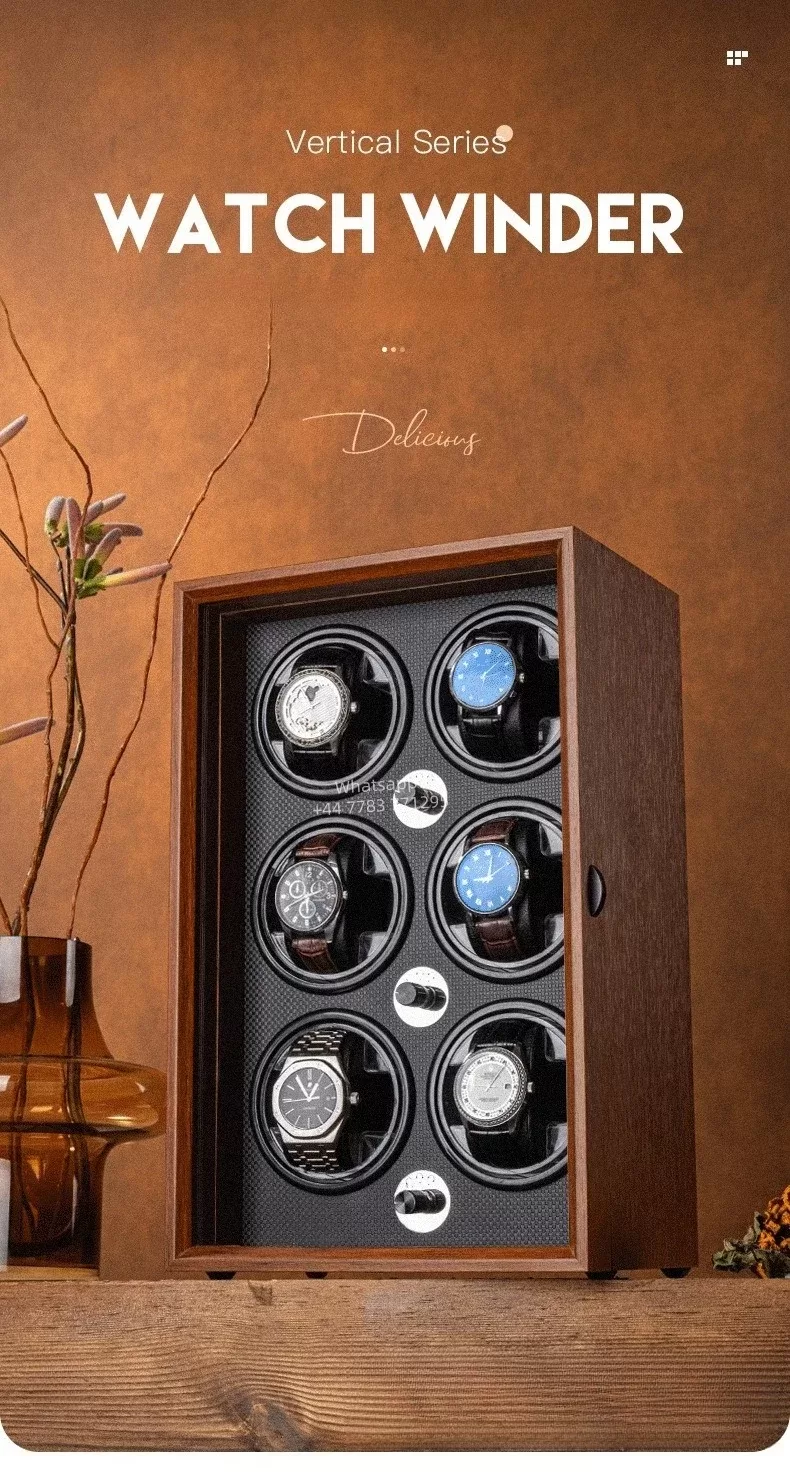 Luxury 1,2,4,6-Slot Wooden Automatic Watch Winder Box with Clear Glass Display, Custom ... - SKU LAWW0855 - UGI Packaging