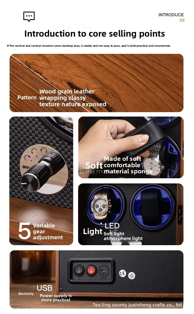 Luxury 1,2,4,6-Slot Wooden Automatic Watch Winder Box with Clear Glass Display, Custom ... - SKU LAWW0855 - UGI Packaging