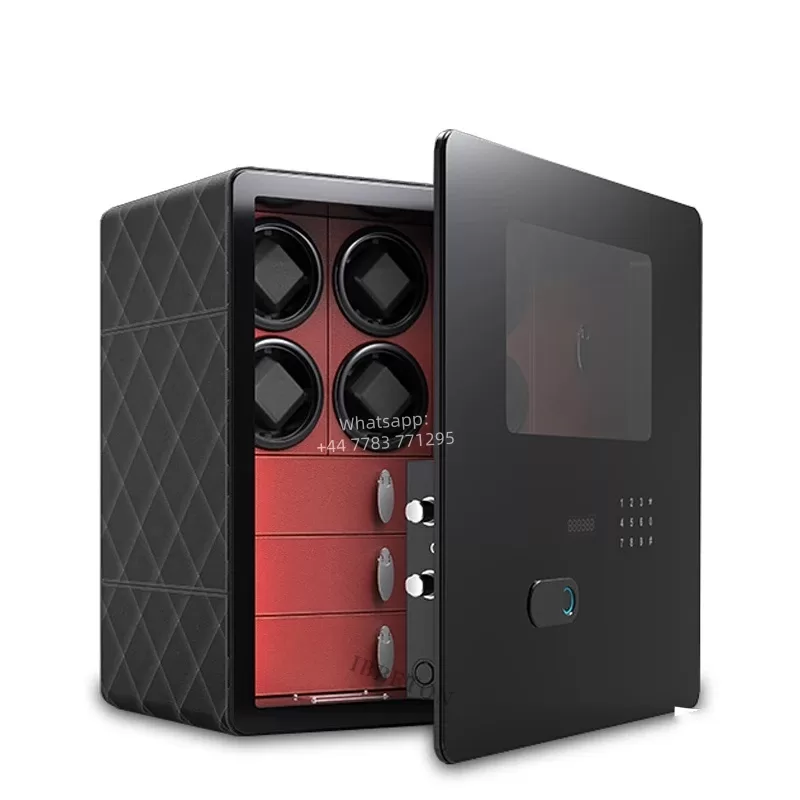 Luxury 4-Slot Automatic Watch Winder with Fingerprint Unlock, Touchscreen Control, Interior LED Backlight, Sustainable Wood & Leather Design, Silent Japanese Motors, OEM/ODM Customization, CE & EPR Certified - 图片 11