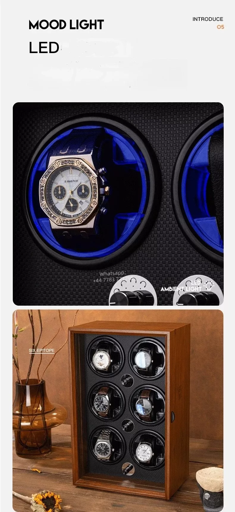 Luxury 1,2,4,6-Slot Wooden Automatic Watch Winder Box with Clear Glass Display, Custom ... - SKU LAWW0855 - UGI Packaging
