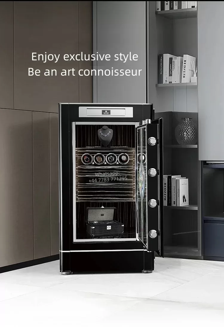 Luxury Leather Watch Winder Safe with 4-Slot Storage, Fingerprint Unlock, Fireproof &am... - SKU LAWW1820 - UGI Packaging