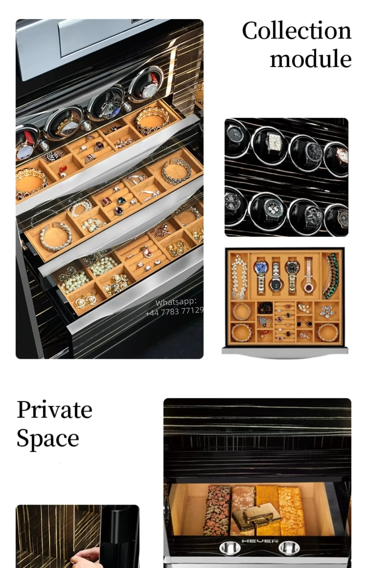 Luxury Leather Watch Winder Safe with 4-Slot Storage, Fingerprint Unlock, Fireproof &am... - SKU LAWW1820 - UGI Packaging