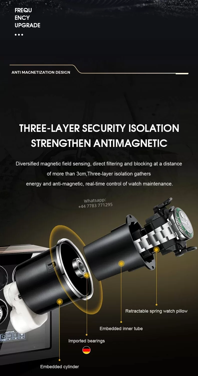 Luxury 4-Slot Automatic Watch Winder with Silent Mabuchi Motor, Touch Screen Display, W... - SKU LAWW1026 - UGI Packaging